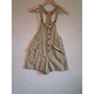 Linen Blend Overall Romper Sz Xs  Boho Hippie Indie Granola Summer Casual Beach